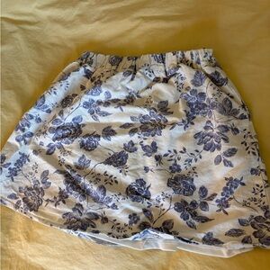 Floral Blue and White Women's Linen Skort